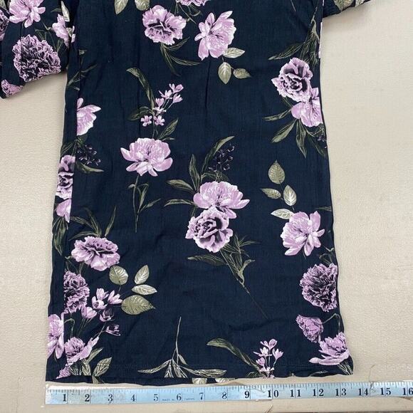 Three Dots Wide Leg Pants Womens XL Blue Floral Baggy Gauze Romantic Cottagecore - Picture 8 of 13